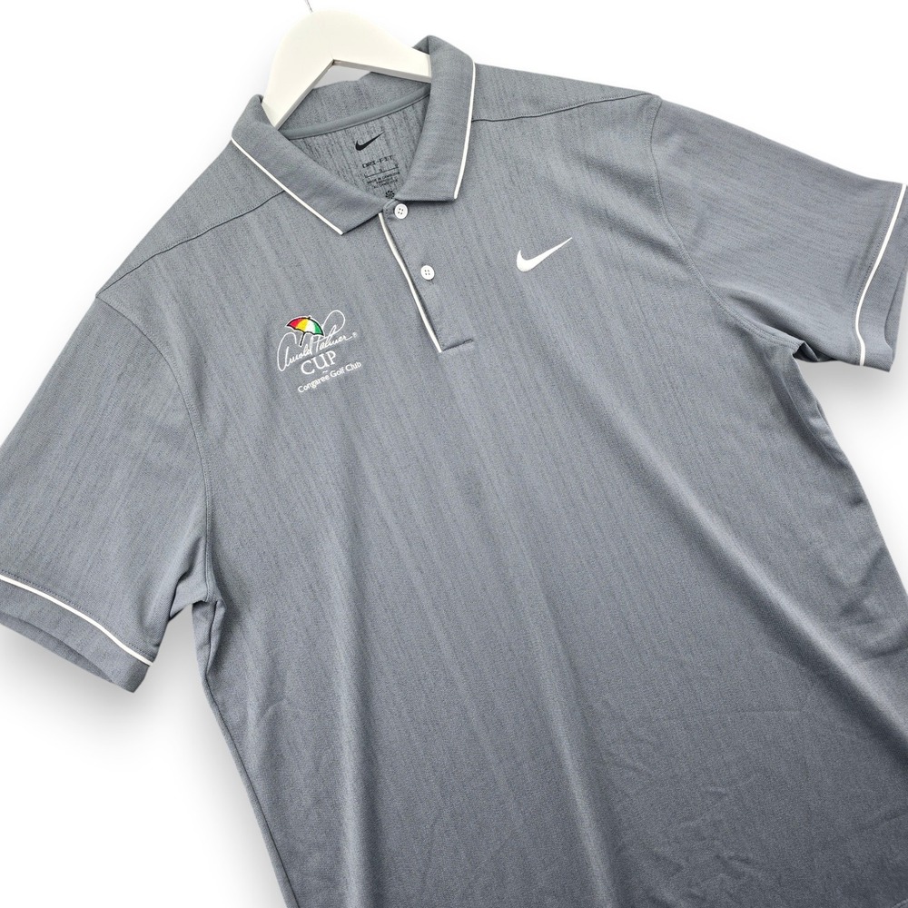 Nike Polo Shirt Mens Large Grey Arnold Palmer Cup Congaree Golf Logo